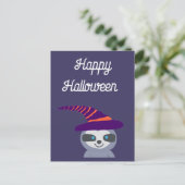 魔女の帽子のハロウィーンスロース ポストカード (スタンド正面)