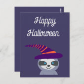 魔女の帽子のハロウィーンスロース ポストカード (正面/裏面)