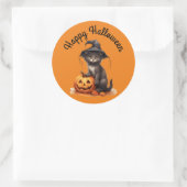 魔女の帽子の子猫ステッカー ラウンドシール (バッグ)