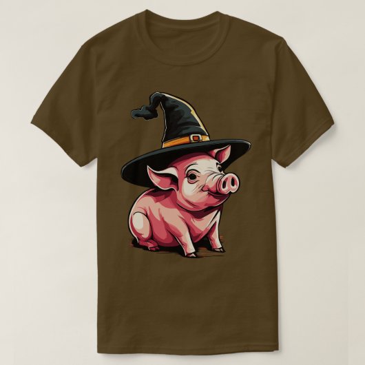 魔女の帽子の豚ハロウィーン豚1 Tシャツ (デザイン正面)
