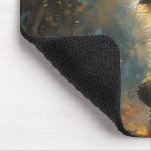 魔女の帽子をかぶったかわいい子猫 マウスパッド (コーナー)