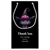 魔女の帽子をかぶったかわいい黒猫ありがとう スモールペーパーバッグ (裏面)