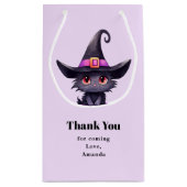 魔女の帽子をかぶったかわいい黒猫ありがとう スモールペーパーバッグ (裏面)