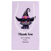 魔女の帽子をかぶったかわいい黒猫ありがとう スモールペーパーバッグ (正面)