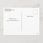 魔女の帽子をかぶったかわいい黒猫ハロウィン シーズンポストカード (裏面)