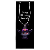 魔女の帽子をかぶったかわいい黒猫誕生日 ワインギフトバッグ (裏面)