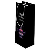 魔女の帽子をかぶったかわいい黒猫誕生日 ワインギフトバッグ (裏面アングル)