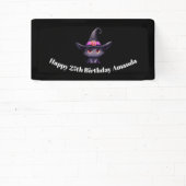 魔女の帽子をかぶったかわいい黒猫誕生日 横断幕 (インサイチュ)