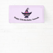 魔女の帽子をかぶったかわいい黒猫誕生日 横断幕 (インサイチュ)