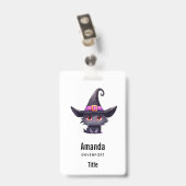 魔女の帽子をかぶったかわいい黒猫 バッジ (裏面 （クリップ付）)