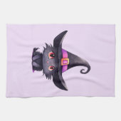 魔女の帽子をかぶったかわいい黒猫|過去記事 キッチンタオル (横)