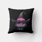 魔女の帽子をかぶったかわいい黒猫|過去記事 クッション (裏面)