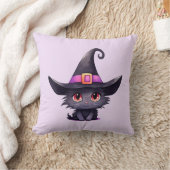 魔女の帽子をかぶったかわいい黒猫|過去記事 クッション (ブランケット)