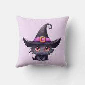 魔女の帽子をかぶったかわいい黒猫|過去記事 クッション (裏面)