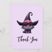 魔女の帽子をかぶったかわいい黒猫|過去記事 サンキューカード (正面/裏面)
