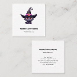 魔女の帽子をかぶったかわいい黒猫|過去記事 スクエア名刺