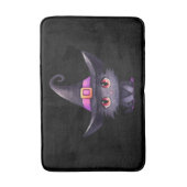 魔女の帽子をかぶったかわいい黒猫|過去記事 バスマット (正面縦)