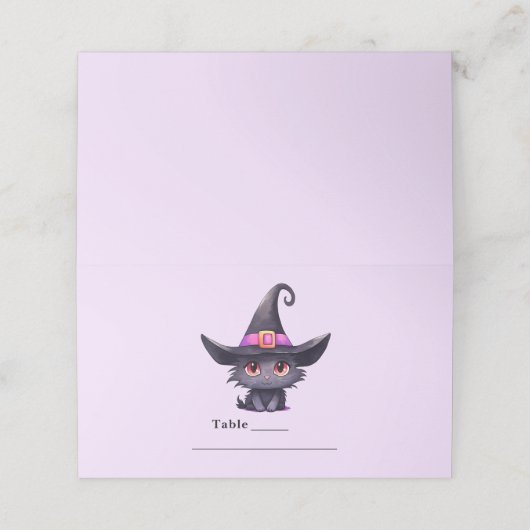 魔女の帽子をかぶったかわいい黒猫|過去記事 プレイスカード (外部開封)