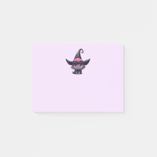 魔女の帽子をかぶったかわいい黒猫|過去記事 ポストイット (正面)