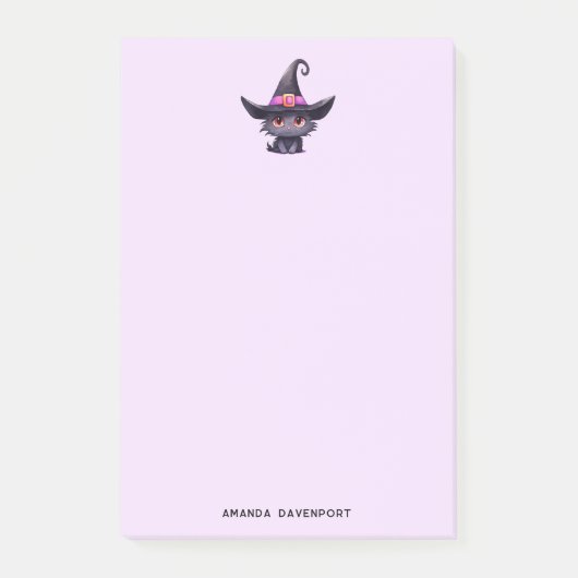 魔女の帽子をかぶったかわいい黒猫|過去記事 ポストイット (正面)