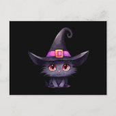 魔女の帽子をかぶったかわいい黒猫|過去記事 ポストカード (正面)