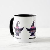 魔女の帽子をかぶったかわいい黒猫|過去記事 マグカップ (正面左)
