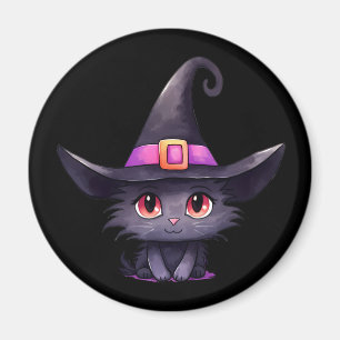 魔女の帽子をかぶったかわいい黒猫 過去記事 マグネット