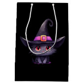 魔女の帽子をかぶったかわいい黒猫|過去記事 ミディアムペーパーバッグ (裏面)