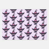 魔女の帽子をかぶったかわいい黒猫|過去記事 ラッピングペーパーシート (正面)