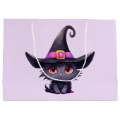 魔女の帽子をかぶったかわいい黒猫|過去記事 ラージペーパーバッグ (裏面)