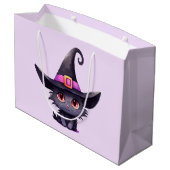 魔女の帽子をかぶったかわいい黒猫|過去記事 ラージペーパーバッグ (裏面アングル)