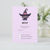 魔女の帽子をかぶったかわいい黒猫|過去記事 出欠カード (スタンド正面)