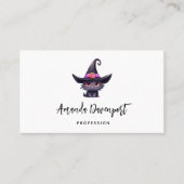 魔女の帽子をかぶったかわいい黒猫|過去記事 名刺 (正面)