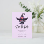 魔女の帽子をかぶったかわいい黒猫|過去記事 案内ポストカード (スタンド正面)