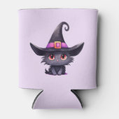 魔女の帽子をかぶったかわいい黒猫|過去記事 缶クーラー (正面)