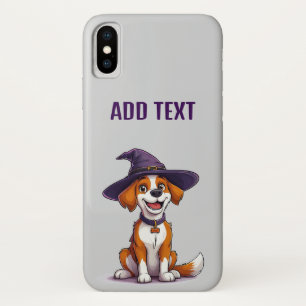 魔女の帽子をかぶったハロウィン犬 iPhone X ケース