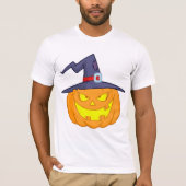 魔女の帽子をかぶったハロウィーンカボチャTシャツ Tシャツ (正面)