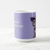 魔女の帽子をかぶった幸せな犬 コーヒーマグカップ (中央)