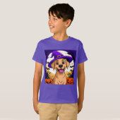 魔女の帽子をかぶった愛らしい犬 Tシャツ (正面フル)
