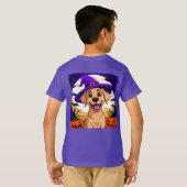 魔女の帽子をかぶった愛らしい犬 Tシャツ (裏面フル)
