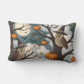 魔女の帽子をかぶった枝のフクロウ ランバークッション (裏面)