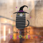 魔女の帽子をかぶった猫ハロウィーンかわいい ウィンドウサイン (シート2)