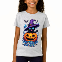 魔女の帽子をかぶった遊び心のある黒猫