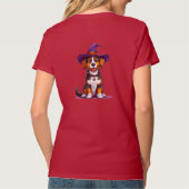 魔女の帽子をかぶった陽気な犬 Tシャツ (裏面)