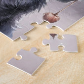 魔女の帽子をかぶった黒いハロウィーン猫 ジグソーパズル (側面)