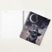 魔女の帽子をかぶった黒いハロウィーン猫 プランナー手帳 (ディスプレー)