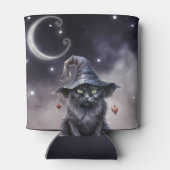 魔女の帽子をかぶった黒いハロウィーン猫 缶クーラー (裏面)