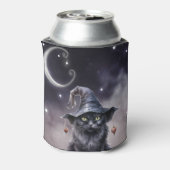 魔女の帽子をかぶった黒いハロウィーン猫 缶クーラー (缶裏面)