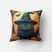 魔女の帽子をかぶった黒猫 クッション (裏面)