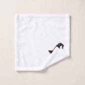 魔女の帽子をかぶった黒猫 バスタオルセット (ウォッシュタオル)